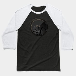 Shadowy Small Flowered Pancratium Botanical on Black and Gold Baseball T-Shirt